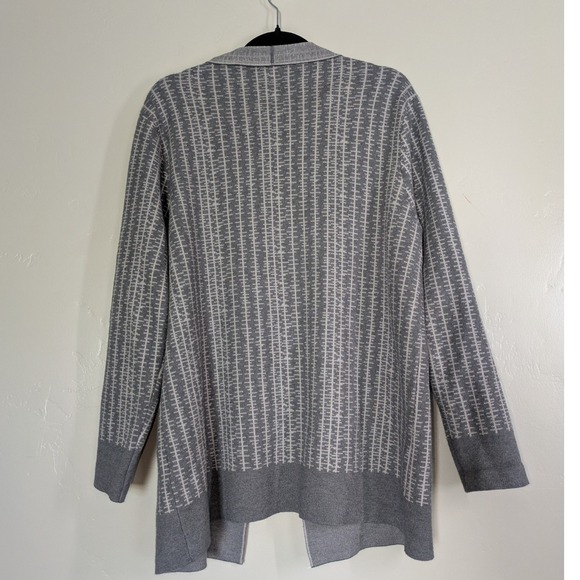 Sioni Cardigan Womens XL Open Front Soft Knit Sweater Gray White Preppy City - Picture 3 of 11